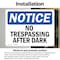 Signmission No Trespassing After Dark OSHA Notice Sign, Vinyl Decal, 14in W x 10in L, 2PK OS-2PACK-NS-D-1014-L-14905 - alternate 3